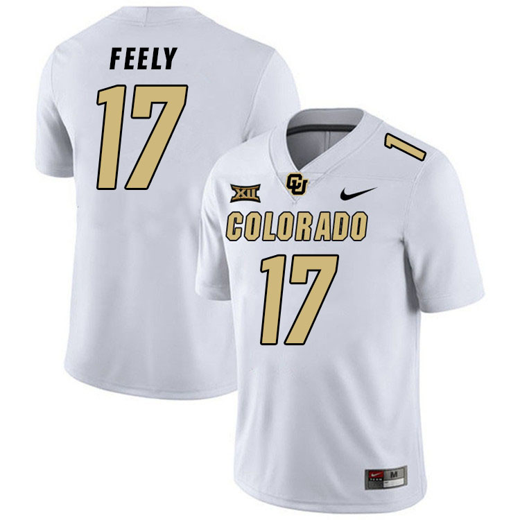 Colorado Buffaloes #17 Jace Feely Big 12 Conference College Football Jerseys Stitched Sale-White